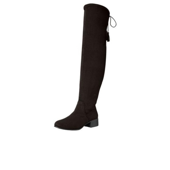 Madden Girl Shoes - Madden Girl Black Over the Knee ‘Prissley’ Tassel Stretch Faux Suede Boots 10